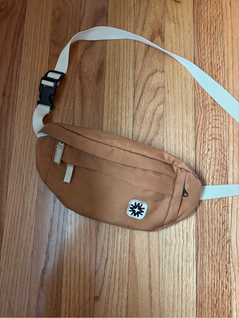 Walker Goods sling bag in Tan with White Strap